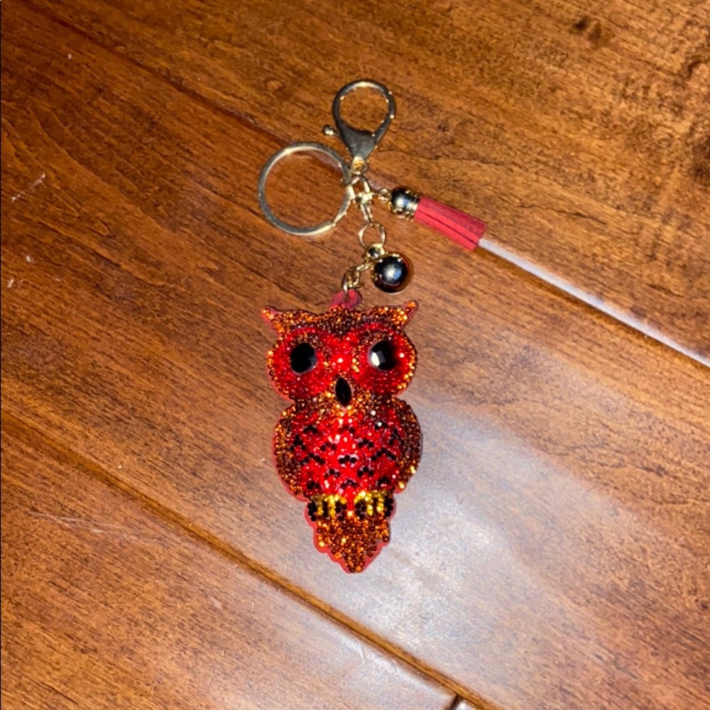 Rhinestone owl key chain